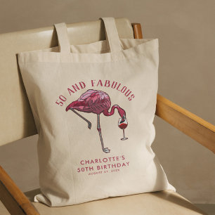 Tote Bag Flamant rose personnalisé 50e anniversaire Novelty