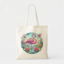 Flamant rose rose avec Lotus et Dragonflies