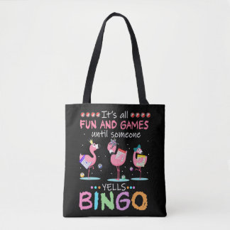 Tote Bag Flamant rose rose Bingo Funny Cadeau Art