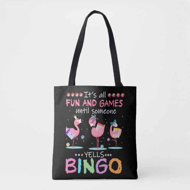Tote Bag Flamant rose rose Bingo Funny Cadeau Art (Devant)