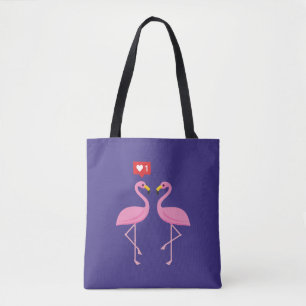 Tote Bag Flamant rose Rose Comme Heart Pastel