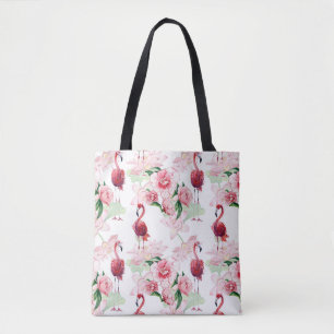 Tote Bag Flamant rose rose : Élégance Motif sans couture