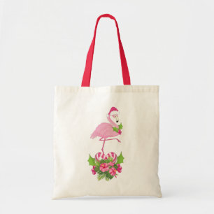 Tote Bag Flamant rose rose en Santa Hat avec Sucre de canne