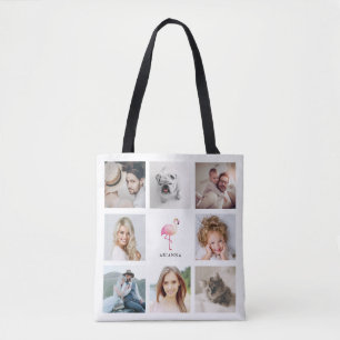 Tote Bag Flamant rose rose tendance   Collage de photos