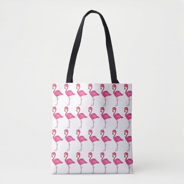 Tote Bag Flamant rose rose tropical Flamants roses Bac d'im (Devant)