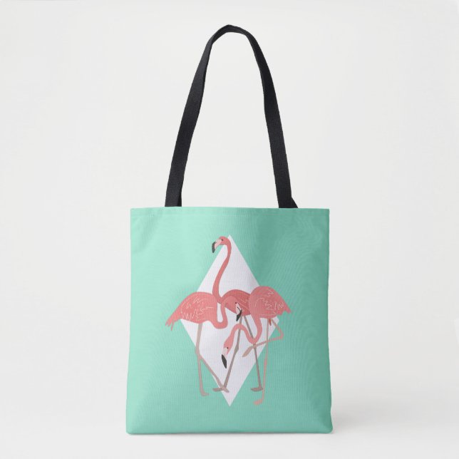 Tote Bag Flamant rose trio tropicale (Devant)