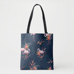 Tote Bag Flamant rose tropical Hawaii avec l'oiseau du Para