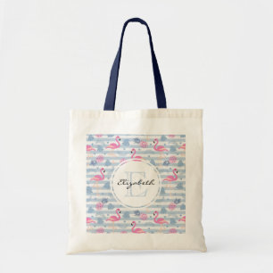Tote Bag Flamant rose Whimsical et ananas Motif Monogramme