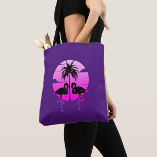 Tote Bag Flamants roses en silhouette rose