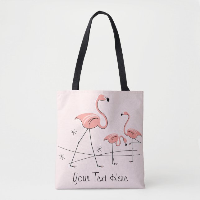 Tote Bag Flamants roses rose Trio 2 Texte partout sur fourr (Devant)