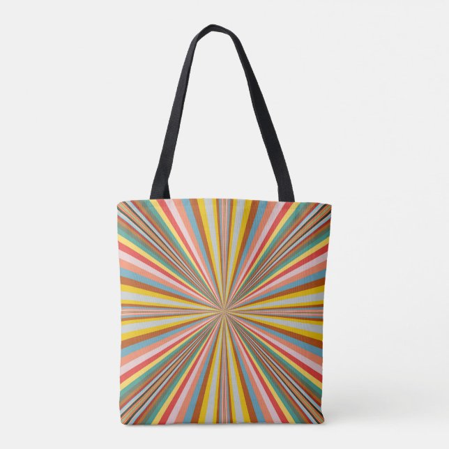Tote Bag Flambée Colorée De Rayures Rétro (Dos)