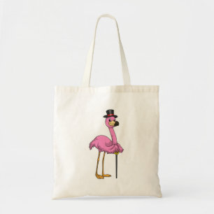 Tote Bag Flamingo as Pensioner with Walking stick