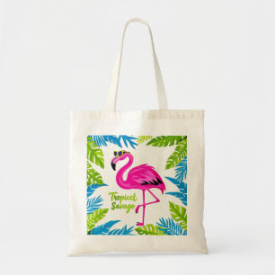 Tote Bag Flamingo rose Position tropicale sur une jambe