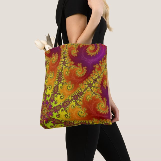 Tote Bag Flashy Vibrant Spiral Fractal Funky Abstrait Art (De près)