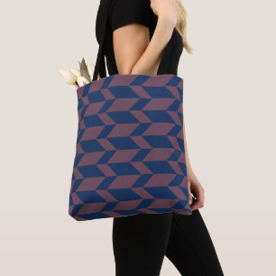 Tote Bag Flèche à deux tons gras Chevron Bleu foncé rose