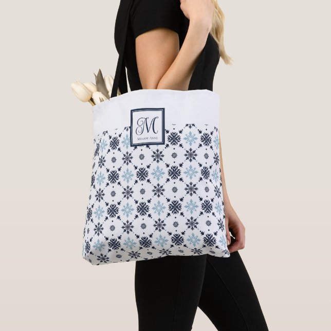 Tote Bag Flèche de neige monographique personnalisée (De près)