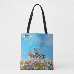 Tote Bag Flèche estivale Coute Zebras Flower Glace Aquarell