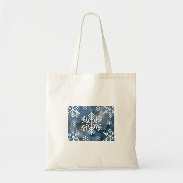 Tote Bag Flèches de neige bleu aquarelle (Devant)
