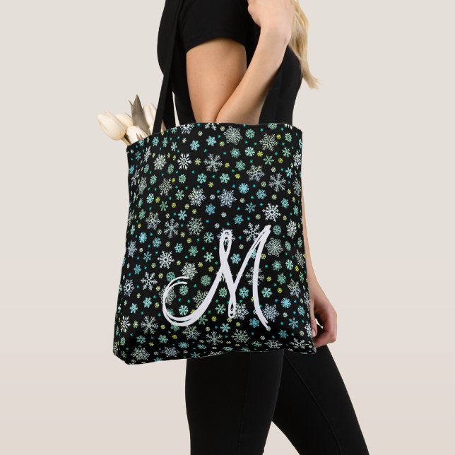 Tote Bag Flèches noires sous diverses formes Monogramme mod (De près)