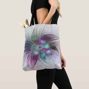 Tote Bag Fleur Abstraite colorée Art moderne floral fractal