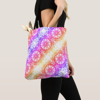 Tote Bag Fleur arc-en-ciel Mandala Motif 3