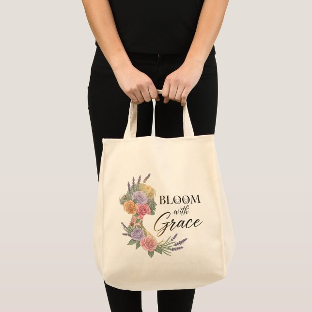 Tote Bag Fleur avec Grace Elegant Floral Femme Silhouette (Devant (produit))