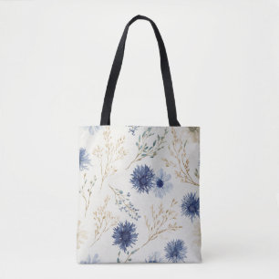 Tote Bag Fleur Bleu Blanc