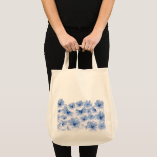 Tote Bag Fleur bleu romantique Aquarelle Motif floral