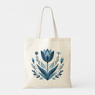 Tote Bag Fleur bleu rustique Art folklorique Art Botanique