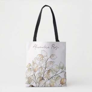 Tote Bag Fleur Botanique Florale Aquarelle Boho Lunaria Per