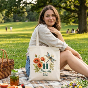 Tote Bag Fleur d'anniversaire d'août Poppy & Libellule