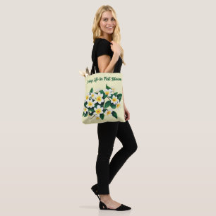 Tote Bag Fleur d'aquarelle Frangipani blanc
