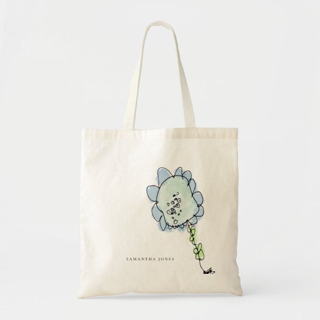 Tote Bag Fleur d'aquarelle rose pâle foncé Rustique mou (Devant)