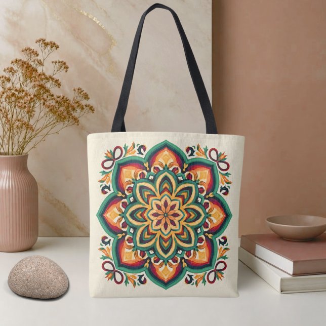 Tote Bag Fleur d'art populaire Boho (Créateur téléchargé)