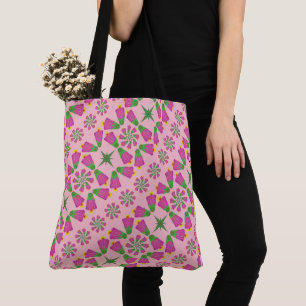 Tote Bag Fleur de Bell rétro Mandalas Pink Fourre-tout (2 t