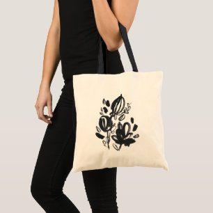 Tote Bag Fleur de camée - noire et blanche