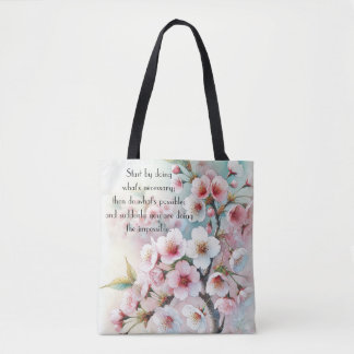 Tote Bag Fleur de cerisier & citation