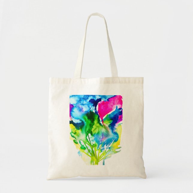 Tote Bag Fleur de cyclamen rose abstrait aquarelle (Devant)