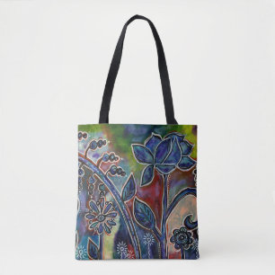 Tote Bag Fleur de Lotus Jardin fantasmagorique Art original