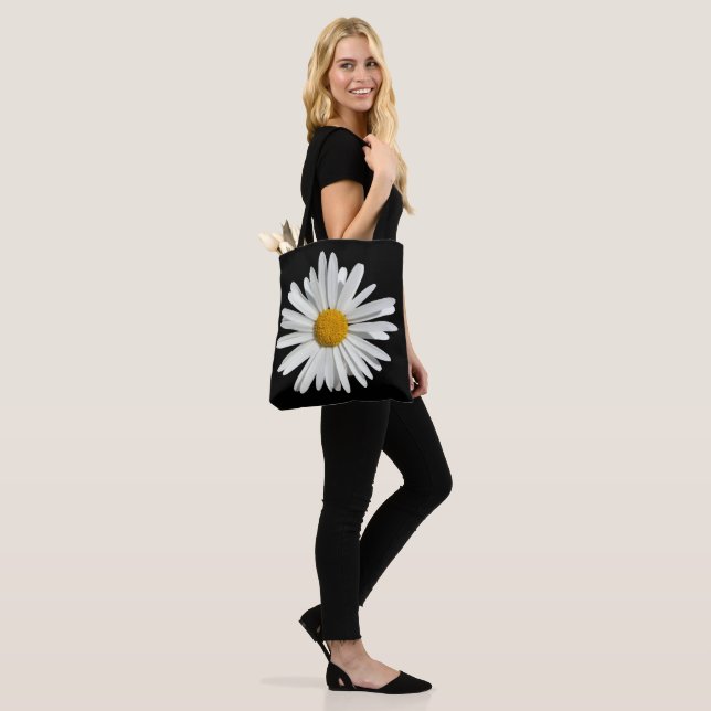 Tote Bag Fleur de marguerite blanche hippie - Mode tendance (Sur le modèle)
