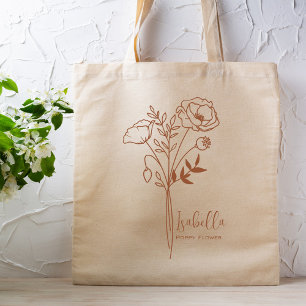 Tote Bag Fleur de mois de naissance personnalisée août Boho