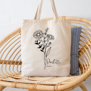 Tote Bag Fleur de mois de naissance personnalisée Avril Boh