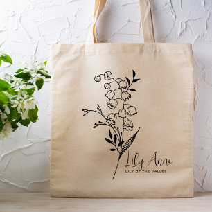 Tote Bag Fleur de mois de naissance personnalisée May Boho