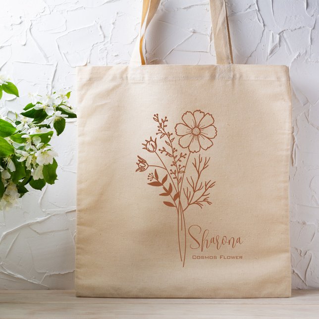 Tote Bag Fleur de mois de naissance personnalisée Octobre B (Créateur téléchargé)