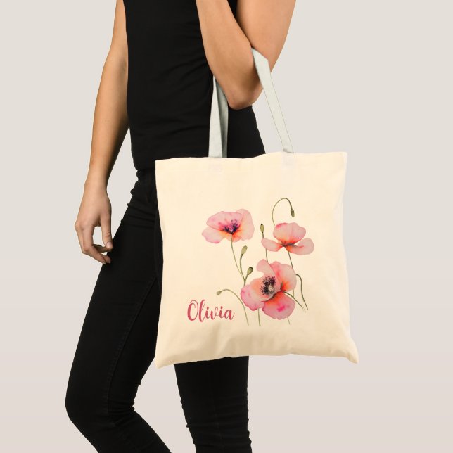 Tote Bag Fleur de naissance d'août Pies roses Aquarelle Flo (Devant (produit))