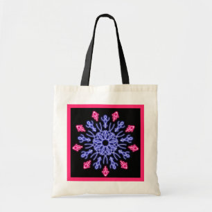 Tote Bag Fleur de néon bleu et rouge