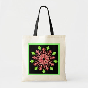 Tote Bag Fleur de néon rouge et vert