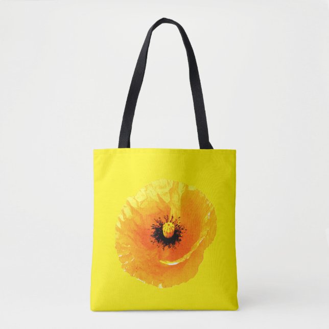 Tote Bag Fleur de pavot jaune vif Floral Abstrait Mariage (Devant)