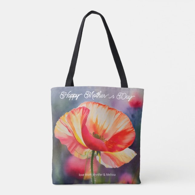 Tote Bag Fleur de pavot Peinture botanique de la fête des m (Dos)