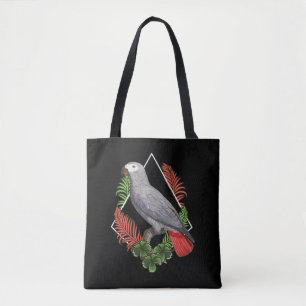 Tote Bag Fleur de perroquet gris d'Afrique